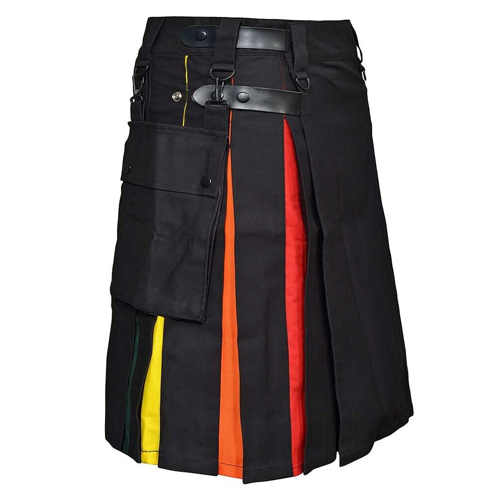 Men’s Rainbow Utility Kilt Cargo Hybrid Pride Kilt Adjustable